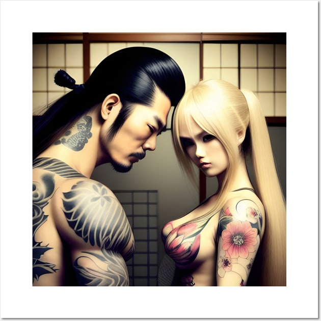 Tattoo Japanese couple Wall Art by animegirlnft